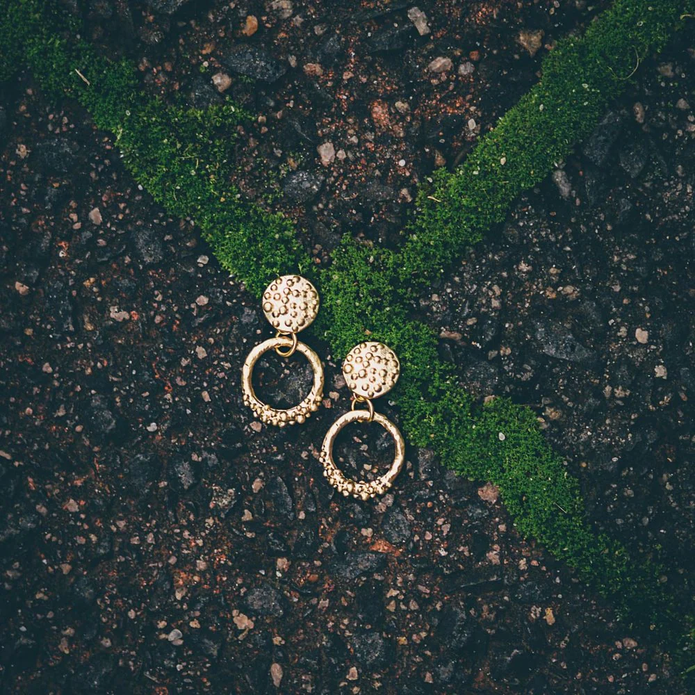 Earrings Bumpy Round Studs Gold - Bec Stern - Image 2