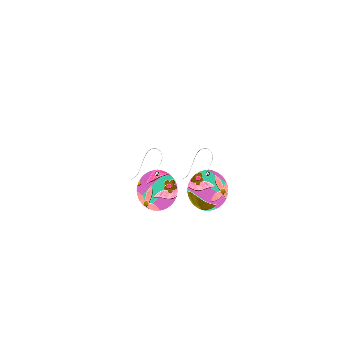 Earrings Circle Drop Floral Scape - Moe Moe Design