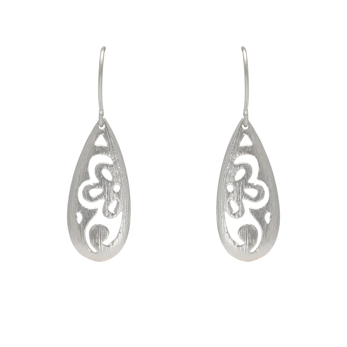 Earrings Flower Water Drops Silver - Bec Stern