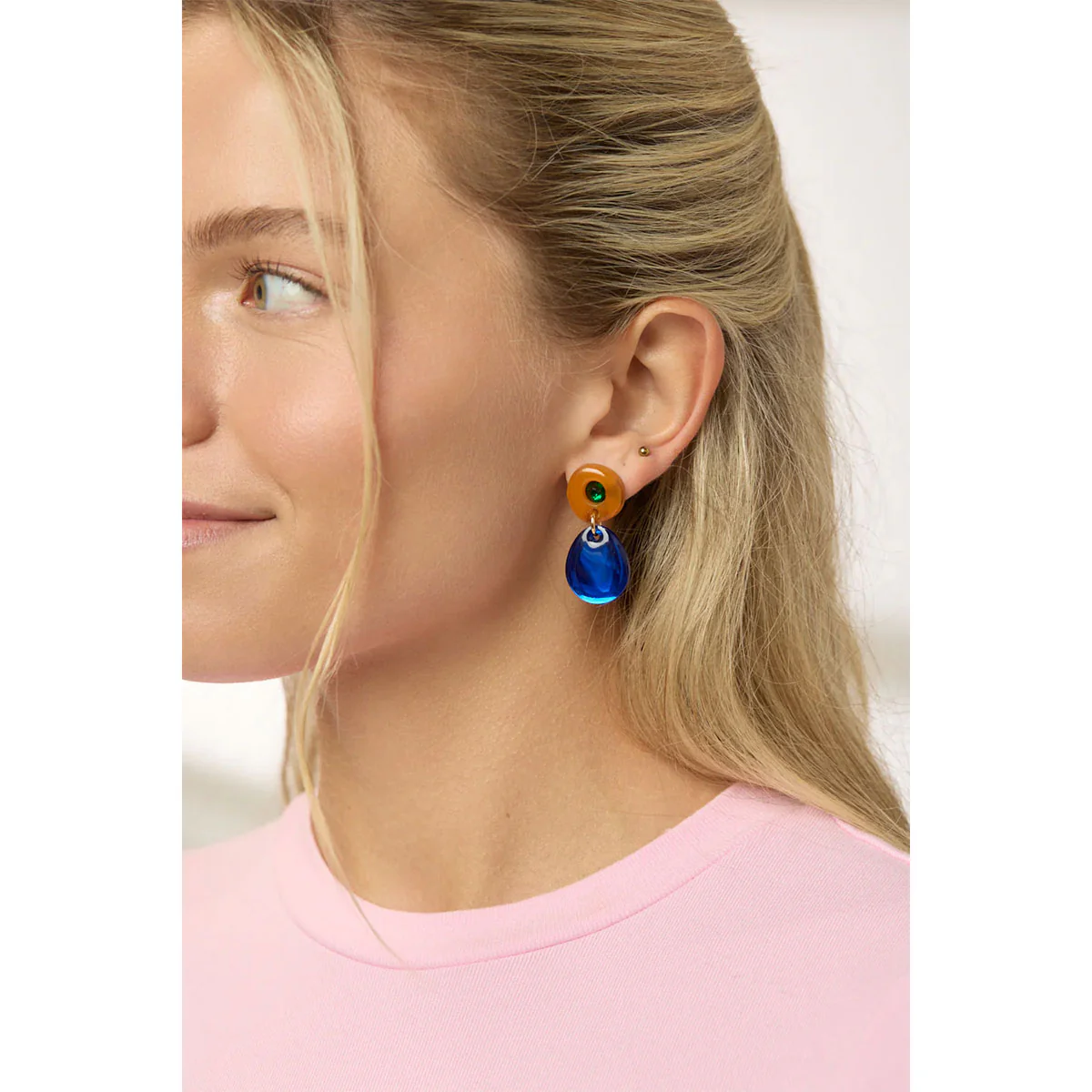 Earrings Jam Gem Brown / Cobalt - Martha Jean - Image 2