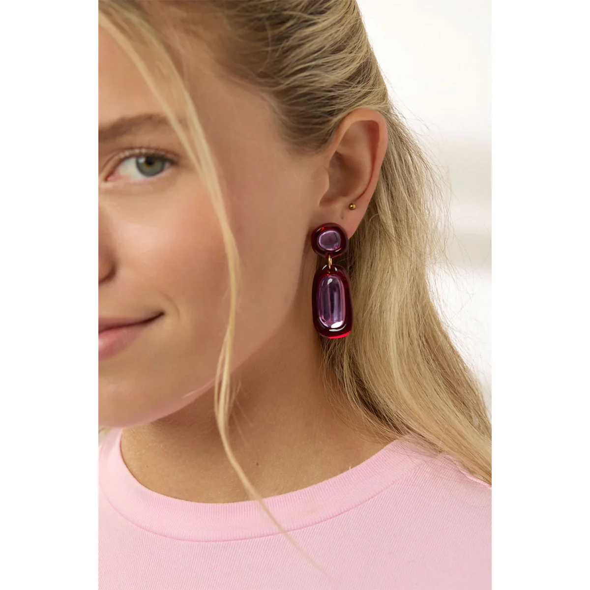 Earrings Jelly Drop Burgundy / Violet - Martha Jean - Image 2