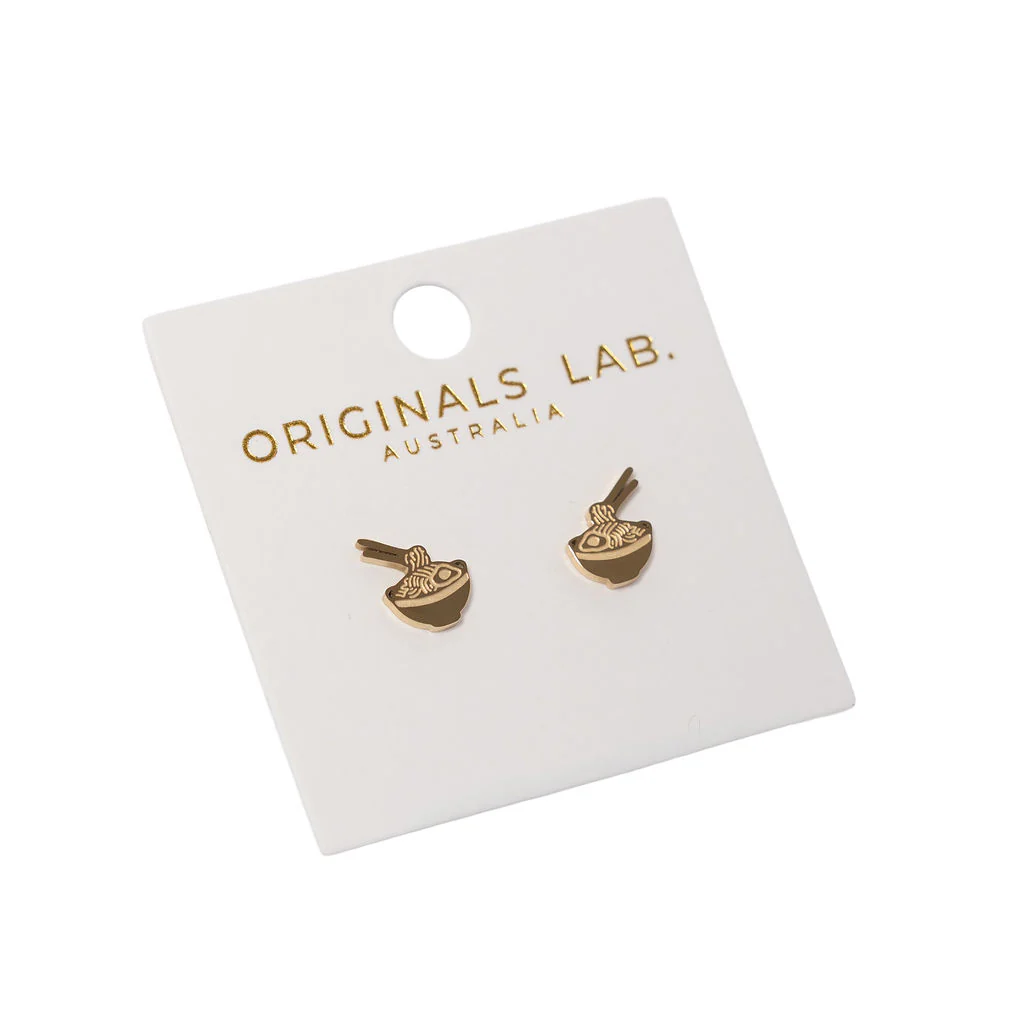 Earrings Korean Noodle Gold Studs - Originals Lab - Image 2