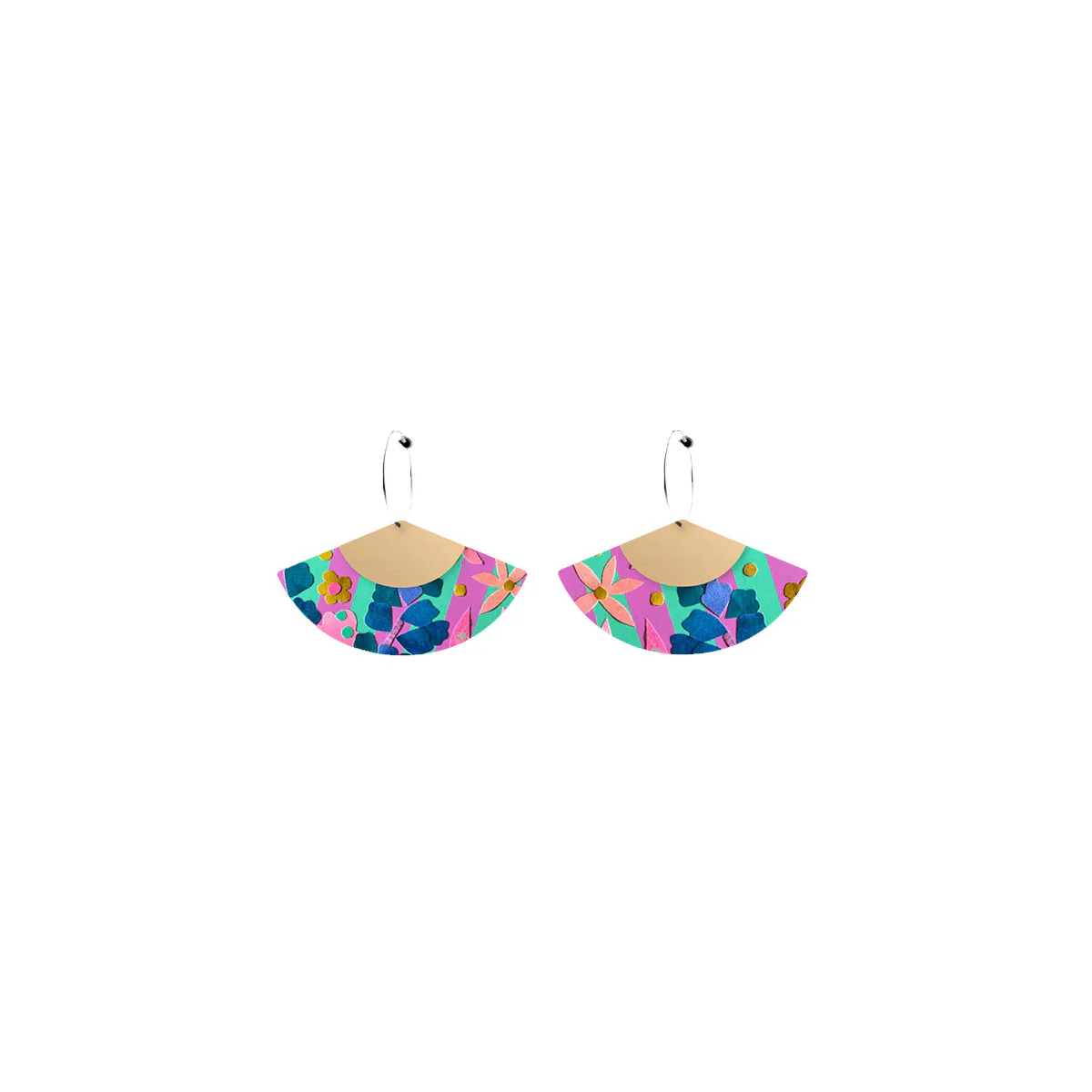 Earrings Layered Fan Hoop Floral Scape - Moe Moe Design
