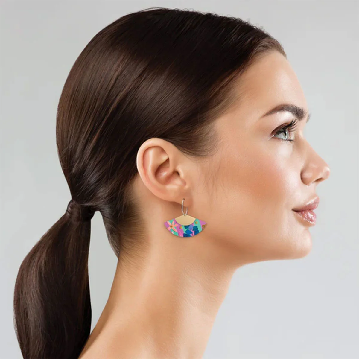 Earrings Layered Fan Hoop Floral Scape - Moe Moe Design - Image 2