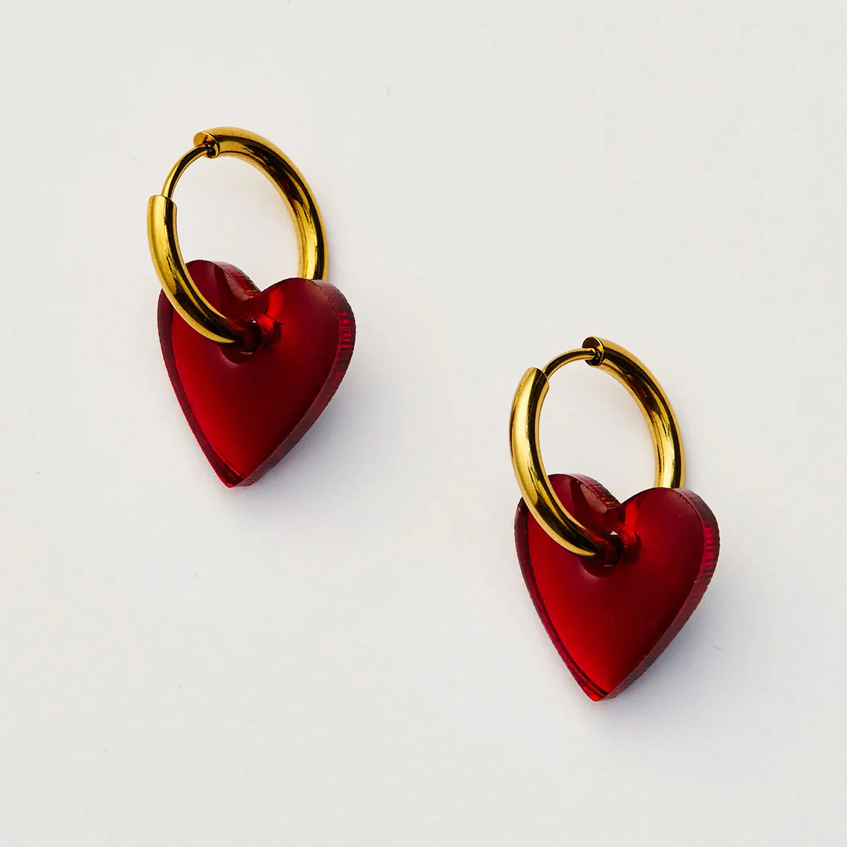 Earrings Marty Heart Red - Martha Jean