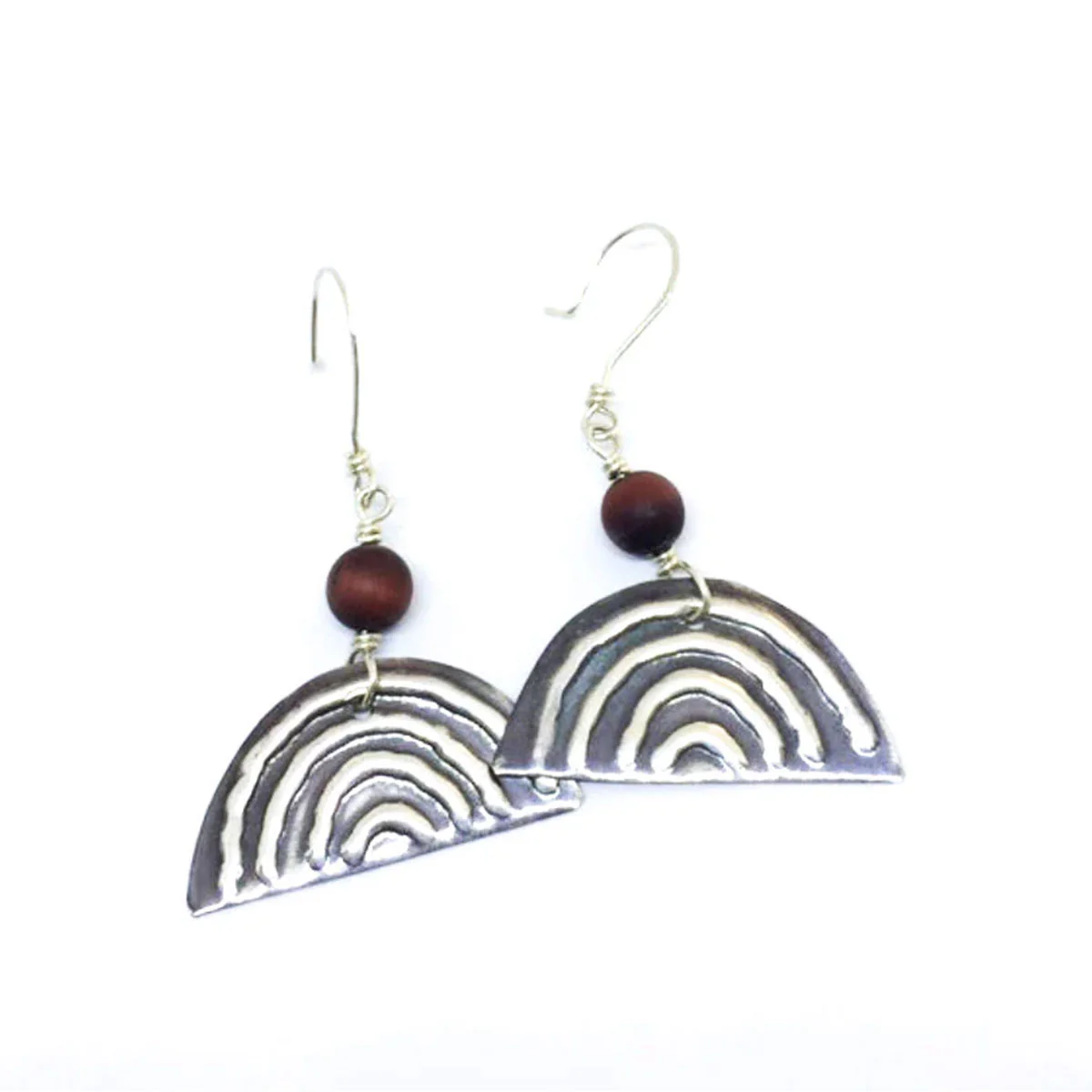 Earrings Medium Rainbow Gemstone Sterling Silver - Sonia Pallett