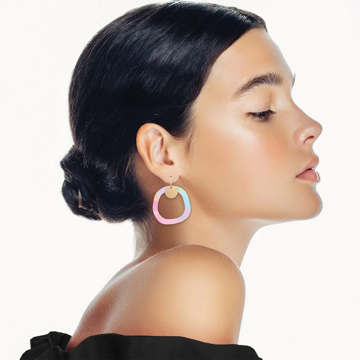 Earrings Organic Outline Circle Drop Maggi - Moe Moe Design - Image 2