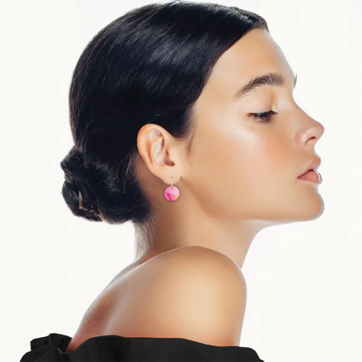 Earrings Small Circle Drop Maggi - Moe Moe Design - Image 2