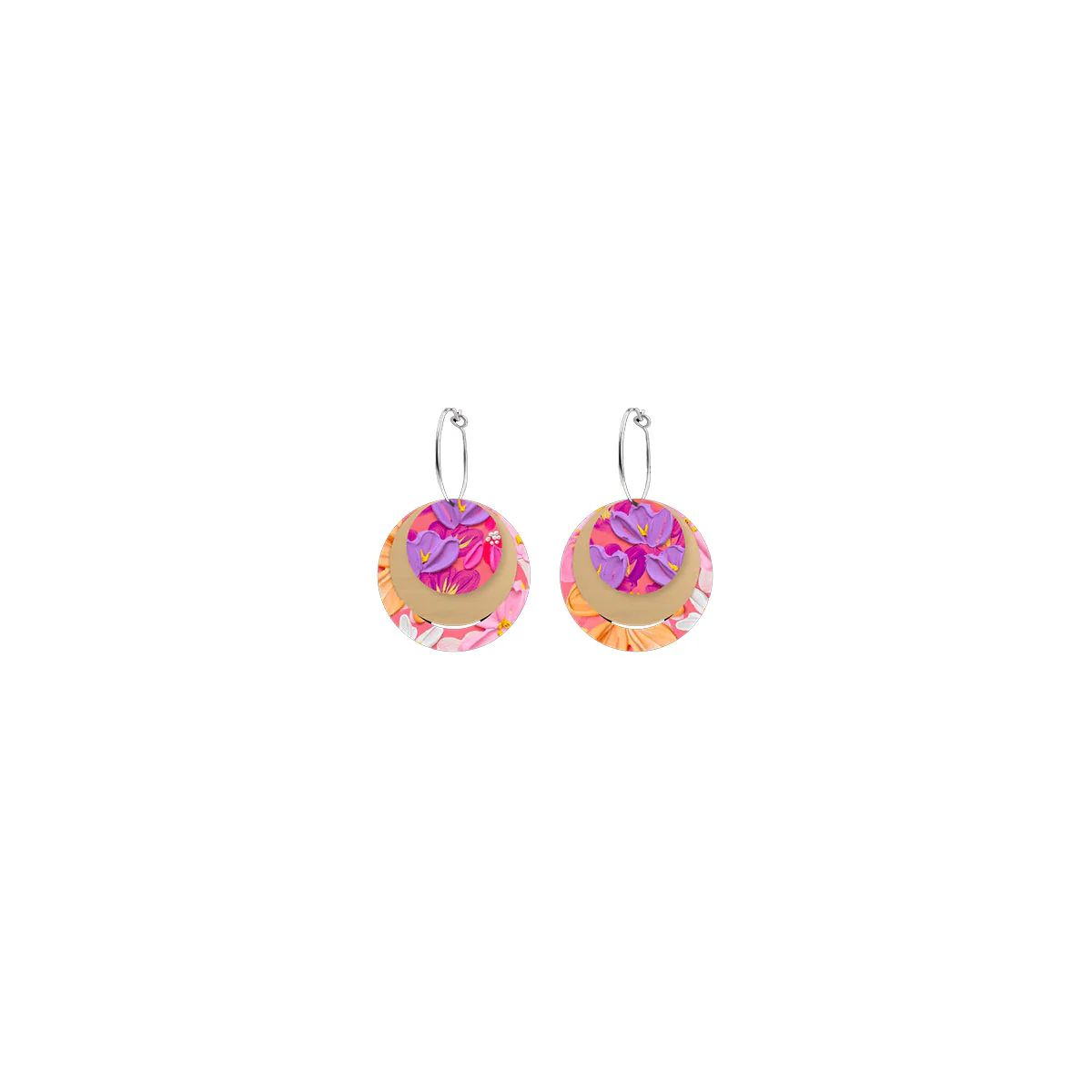 Earrings Sorbet Blooms Three Circle Hoop - Moe Moe