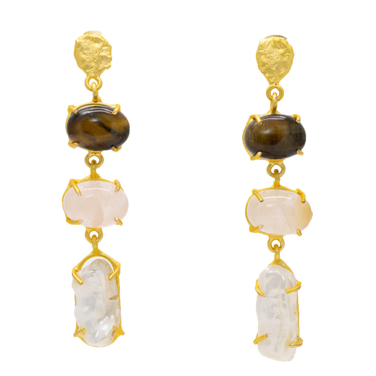 Earrings Statement Aphrodite Tigers Eye - Gemajesty