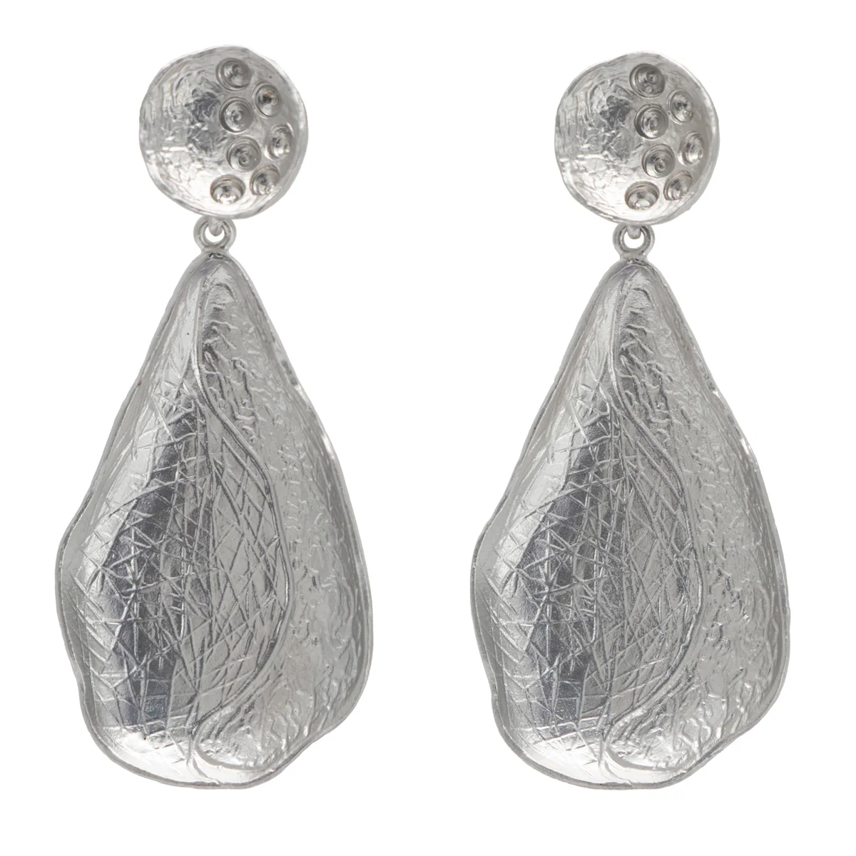 Earrings Textured Teardrop Studs Silver - Bec Stern