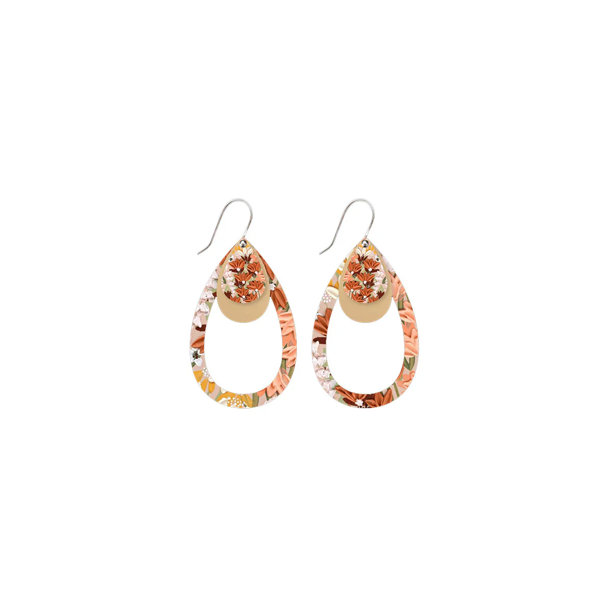 Earrings Wild Child Layered Outline Tear Drop - Moe Moe