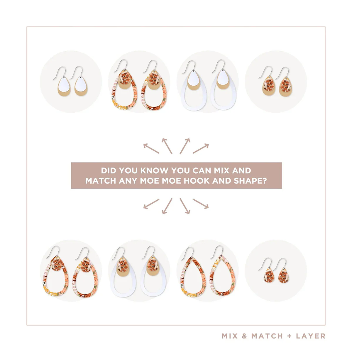 Earrings Wild Child Layered Outline Tear Drop - Moe Moe - Image 3