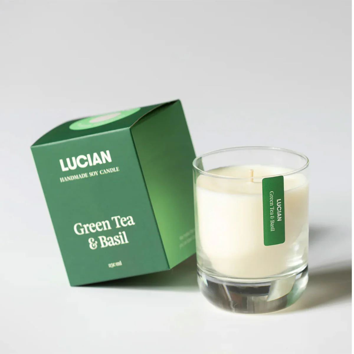 Glass Candle Green Tea and Basil - Lucian Candles