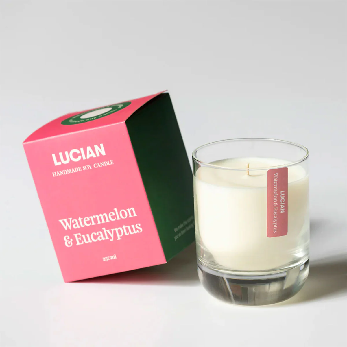 Glass Candle Watermelon Eucalyptus - Lucian Candles