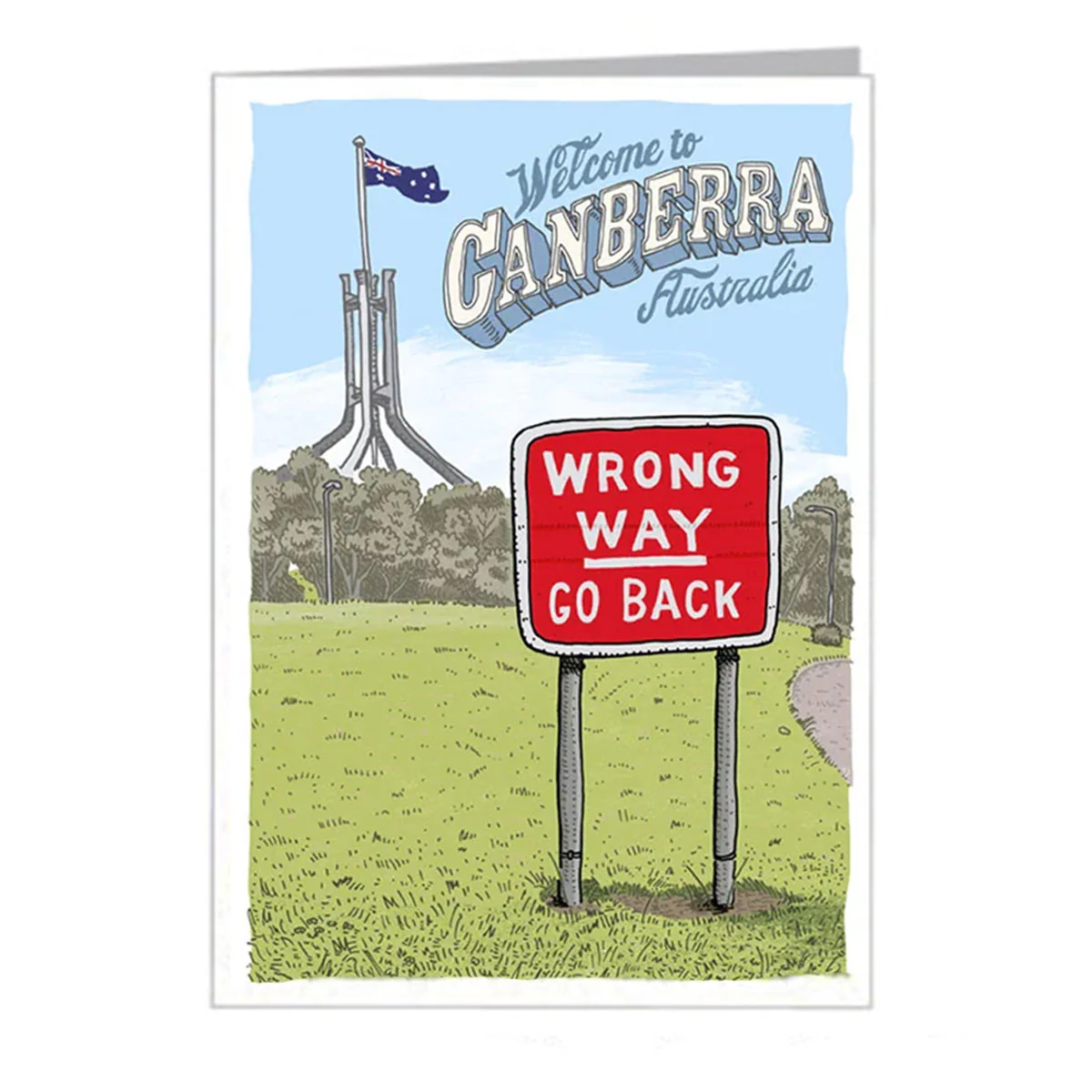 Greeting Card Wrong Way Go Back Trevor Dickinson