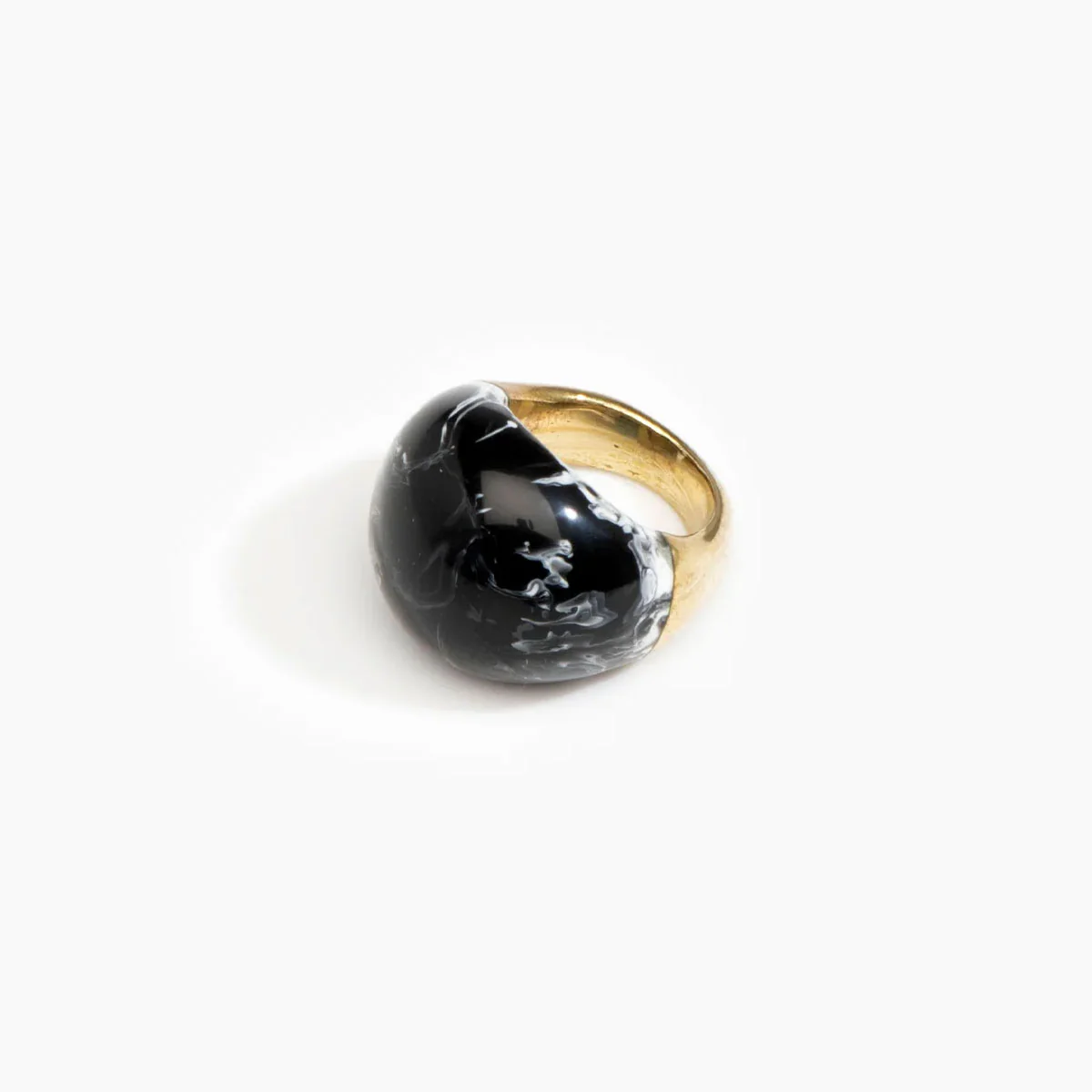 Horn Ring Black Marble LRG - Dinosaur Designs
