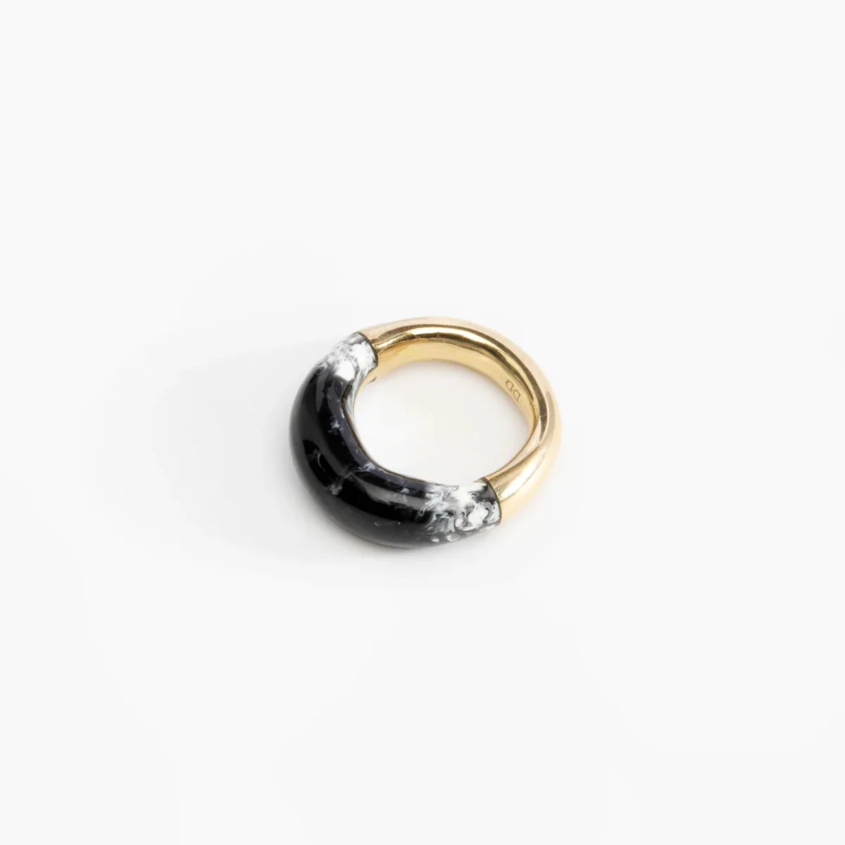 Horn Ring Black Marble MED - Dinosaur Designs
