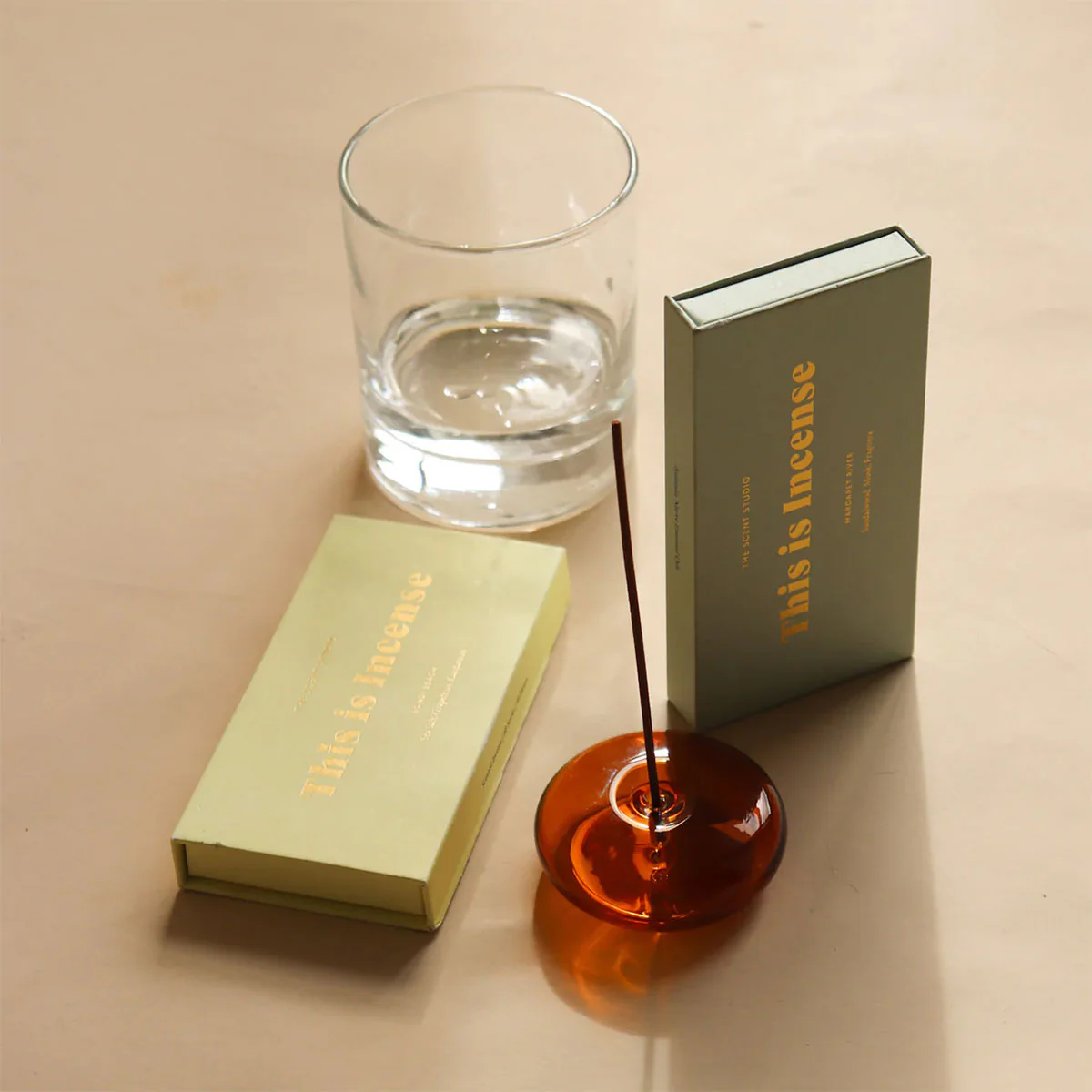Incense Holder Glass Vessel Amber - Gentle Habits - Image 2