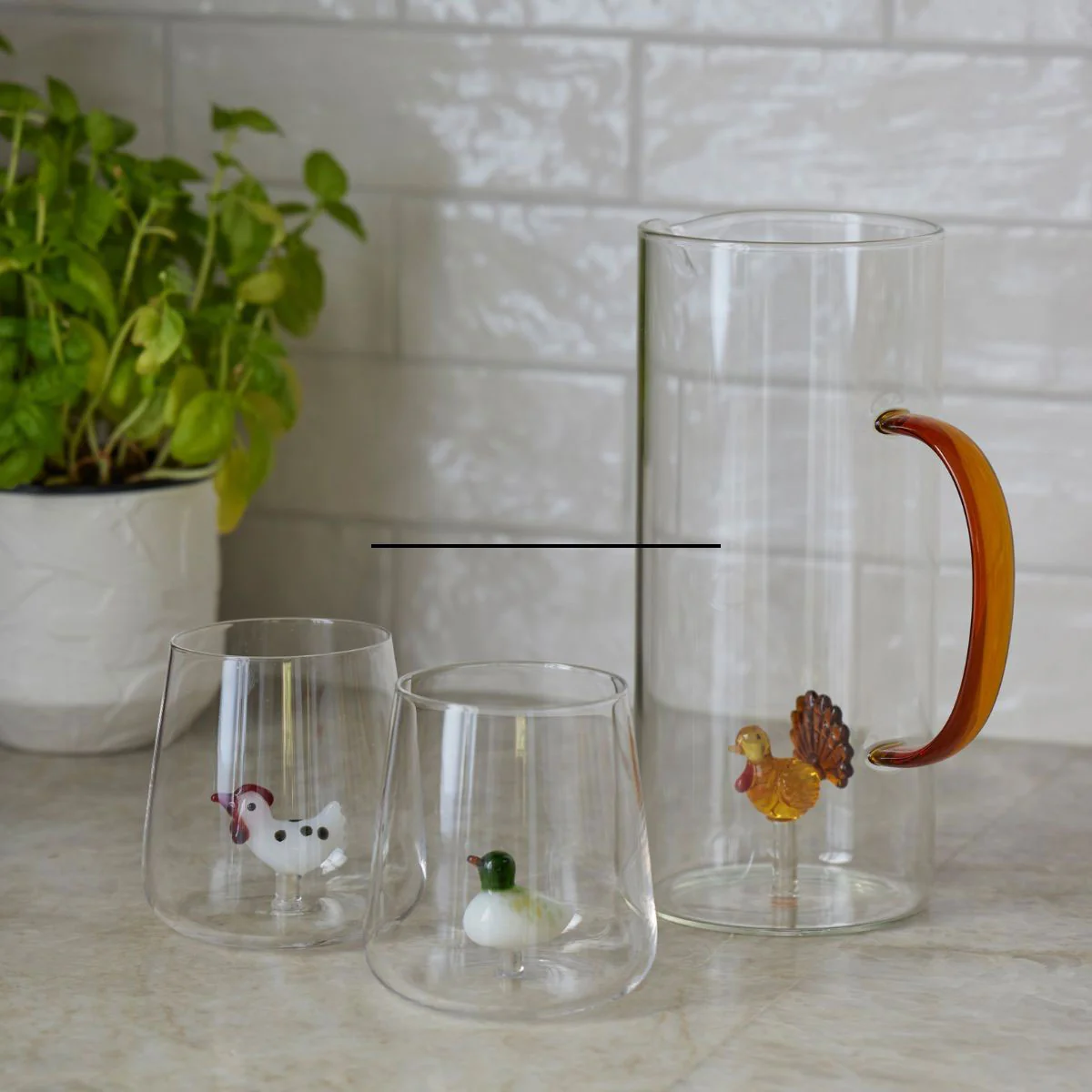 Jug & Tumblers Feathered Flock 3 Set - Pilbeam Living - Image 2