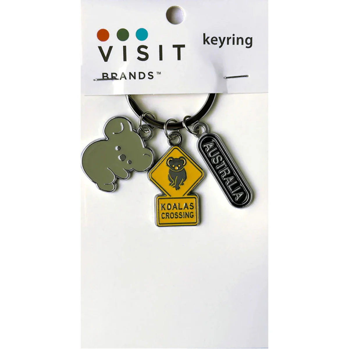 Keyring Koala & Road Sign Chrome Enamel - Visit Brands