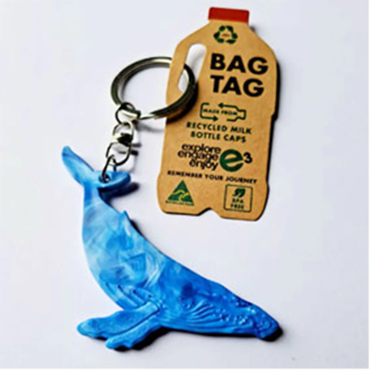 Keyring Whale RPET Australian Made - Explore Engage Enjoy