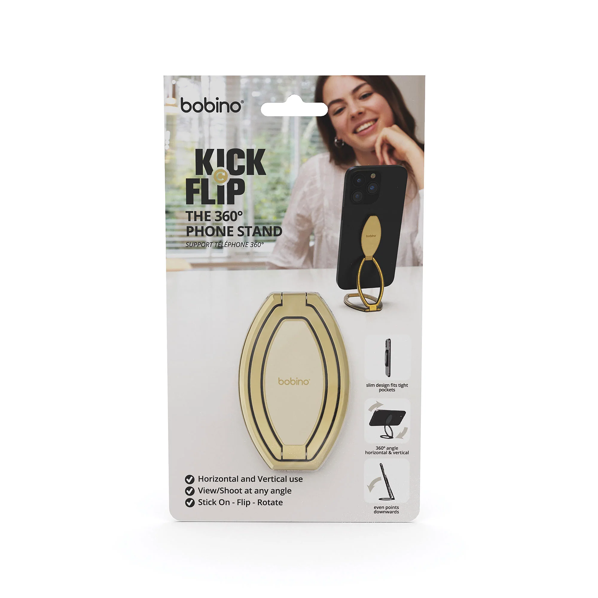 KickFlip Phone Stand Gold - Bobino