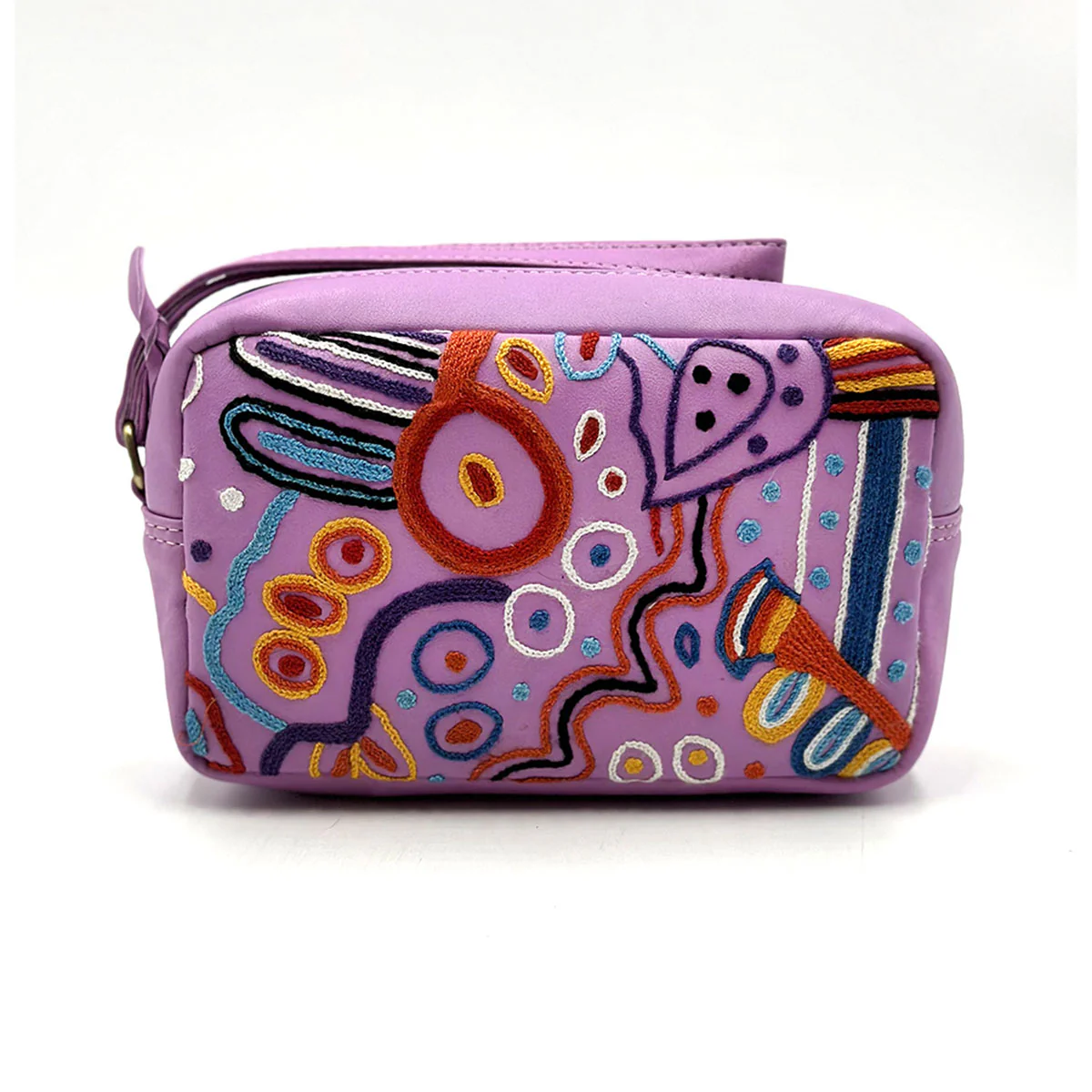 Leather Embroidery Toiletry Bag Andrea Mimpitja Adamson BAAD777 - Better World Arts