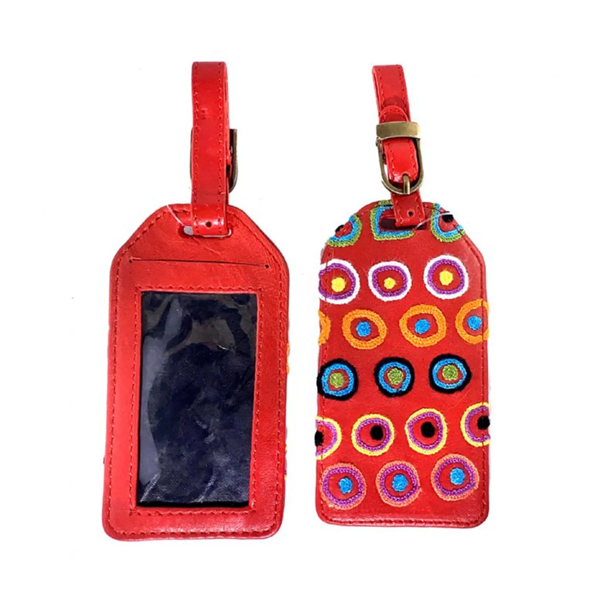 Luggage Tag Leather Embroidered DKU925 - Better World Arts