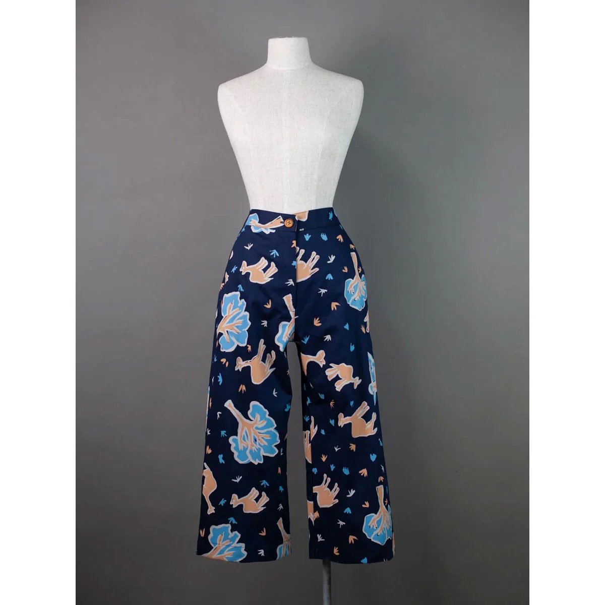 Marsha Pants Benita Multa Camel Design Blue/Cream/Tan on Black - Ikuntji Artists