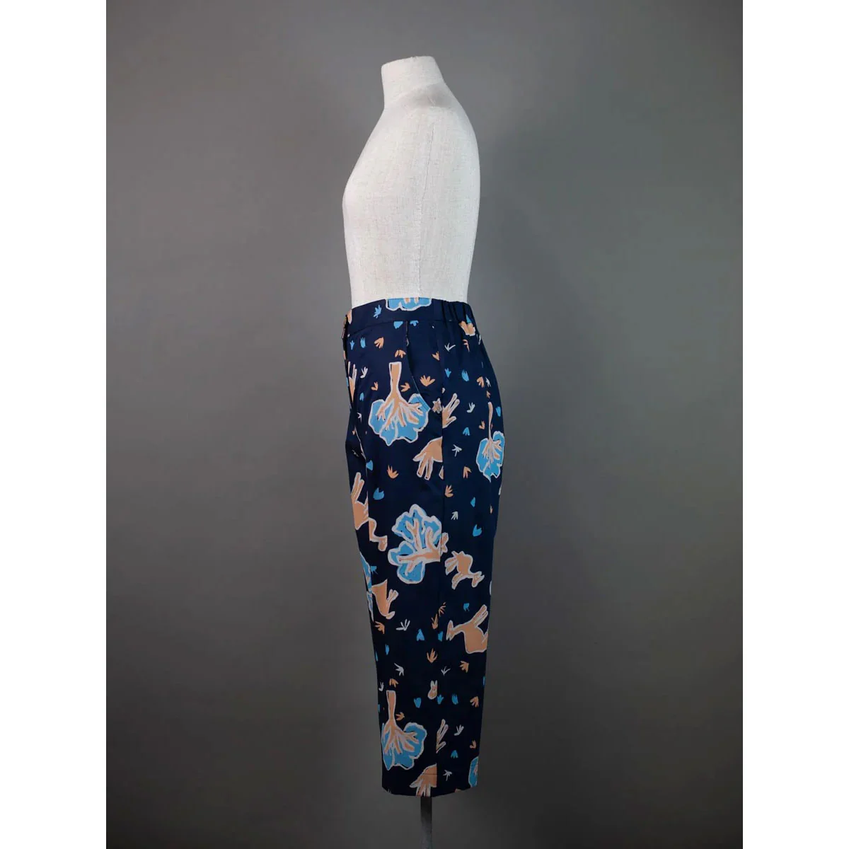 Marsha Pants Benita Multa Camel Design Blue/Cream/Tan on Black - Ikuntji Artists - Image 2