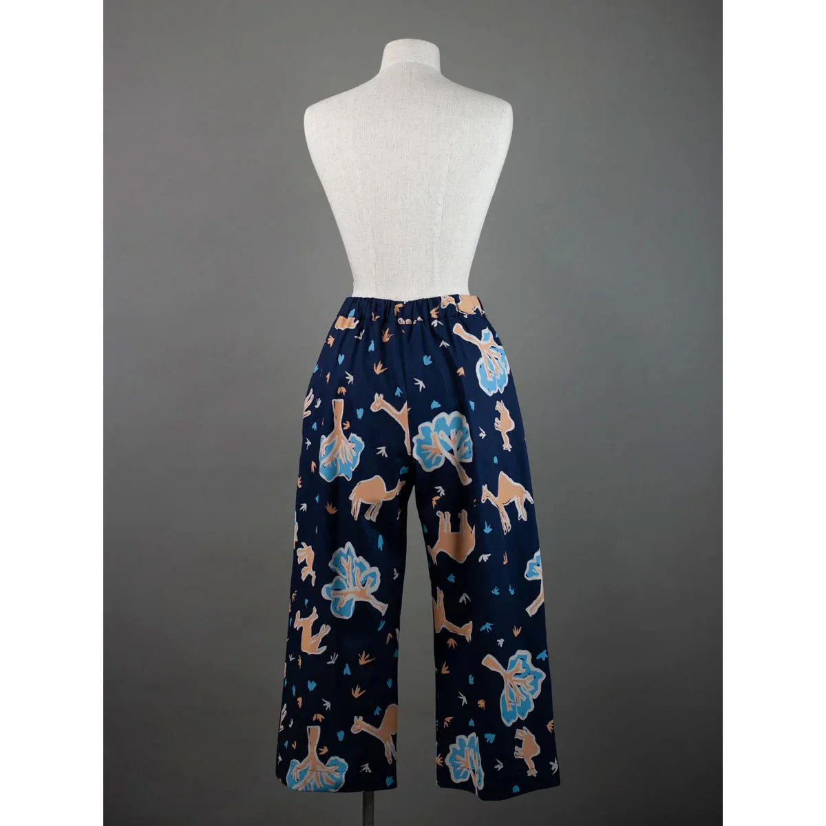Marsha Pants Benita Multa Camel Design Blue/Cream/Tan on Black - Ikuntji Artists - Image 3