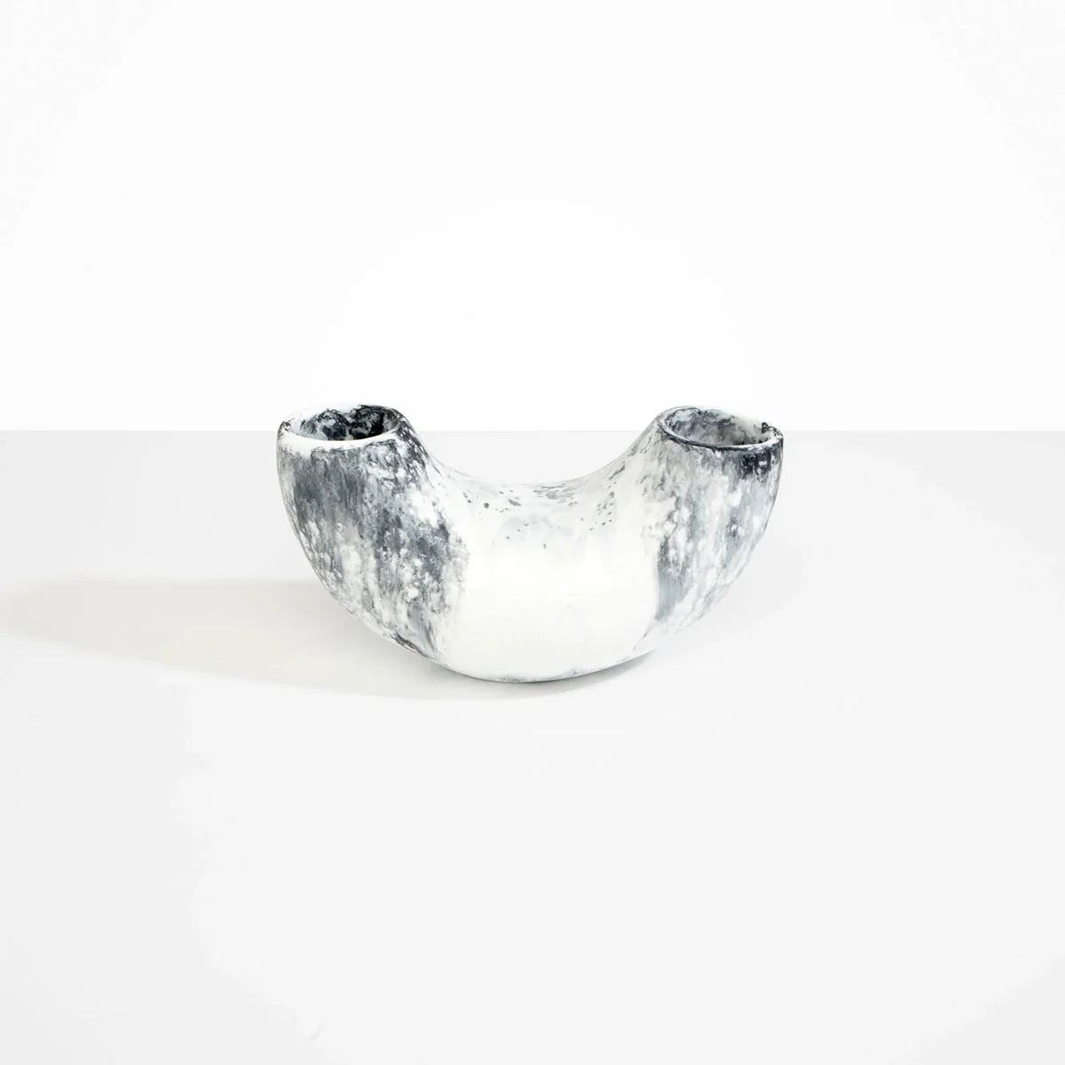 Medium Horn Vase White Marble - Dinosaur Designs