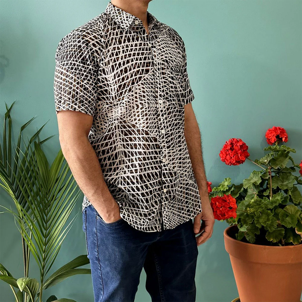 Mens Shirt Pupuni Jilamara Organic Cotton Voile - Better World Arts