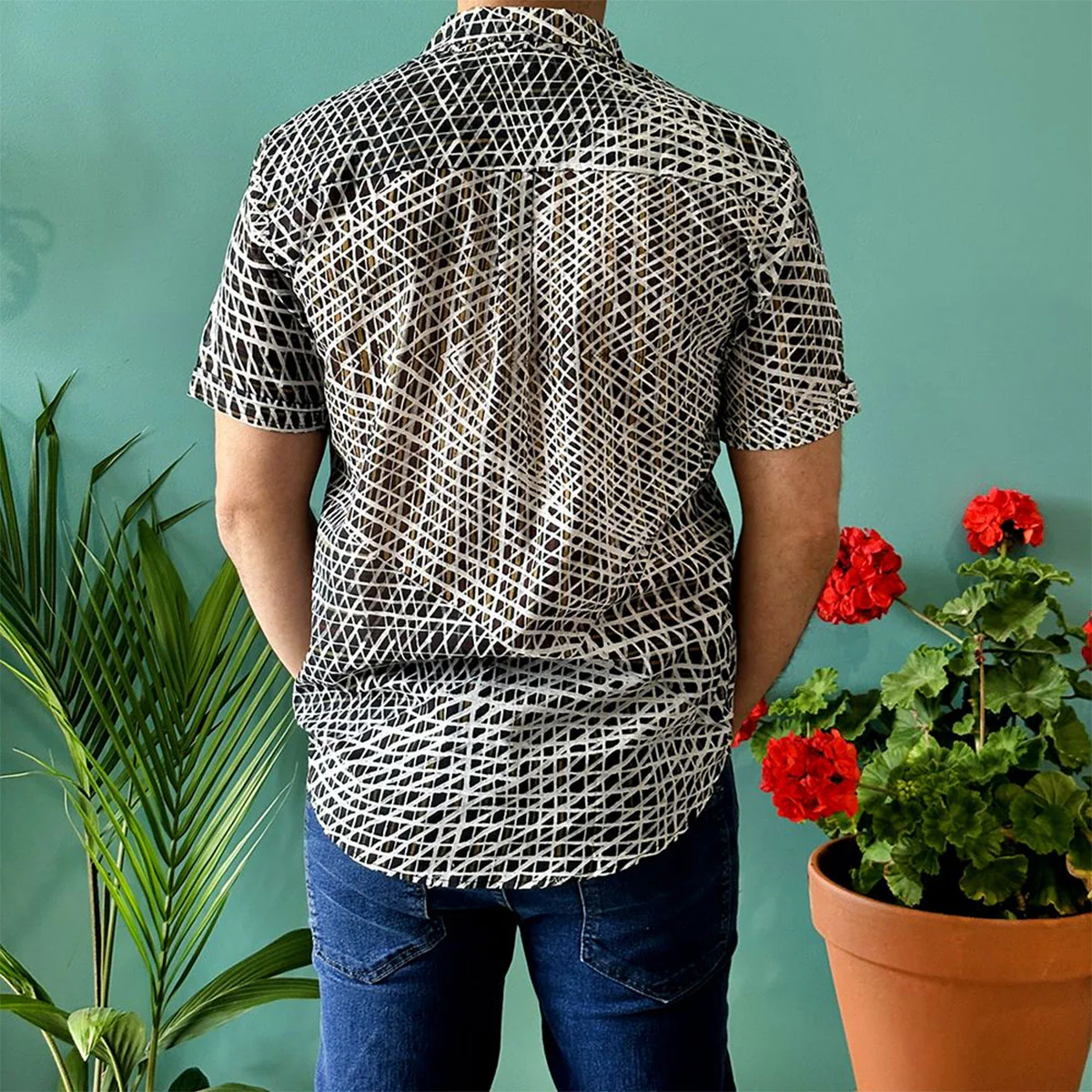 Mens Shirt Pupuni Jilamara Organic Cotton Voile - Better World Arts - Image 2