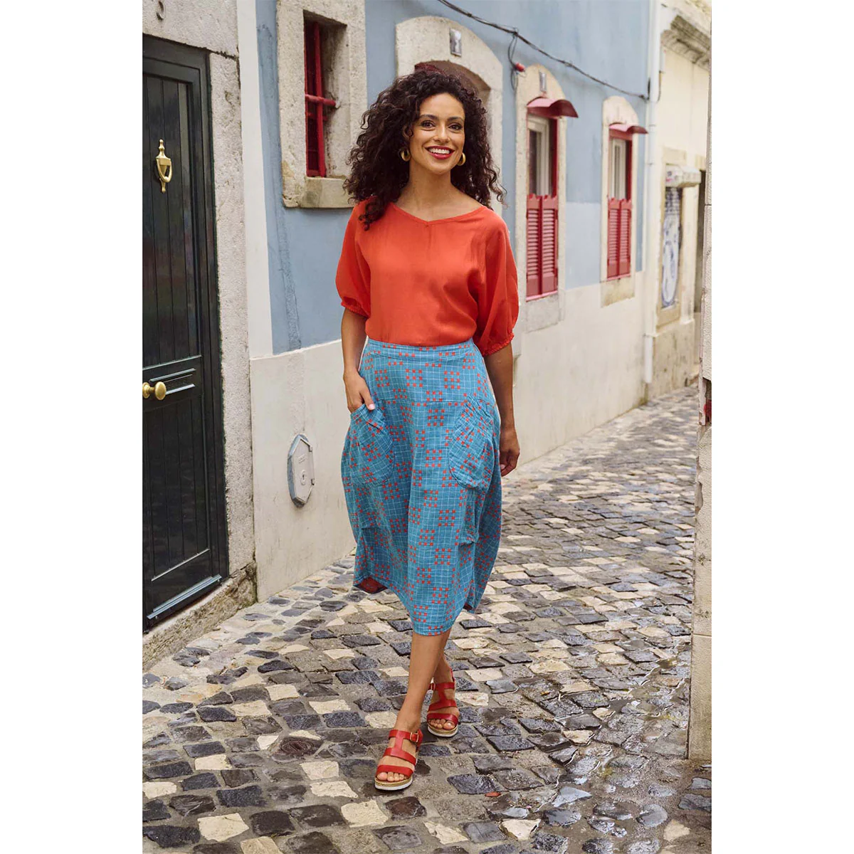 Milwaukee Network Blue Skirt in Woven Cotton M - Image 3