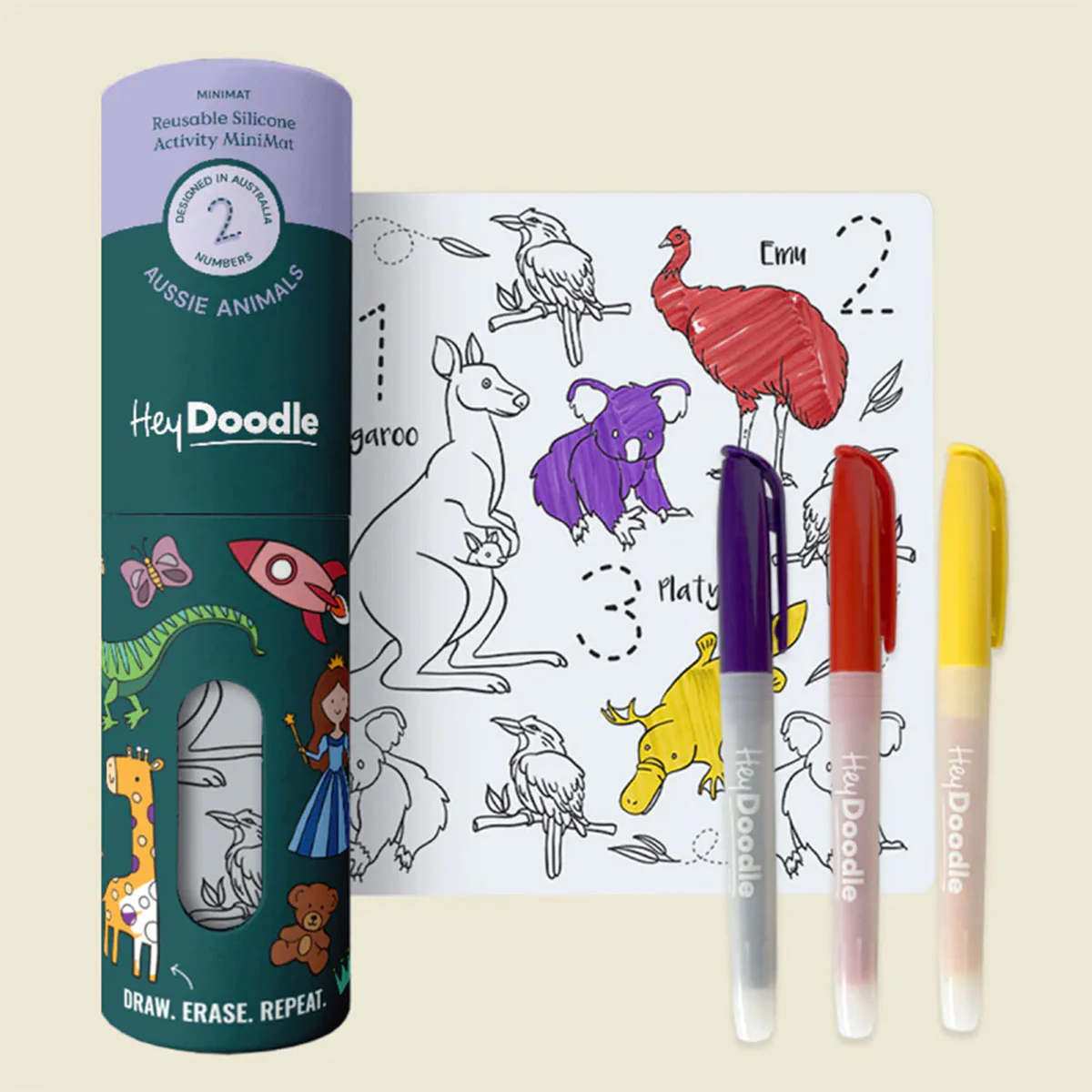 Mini Colouring & Doodle Mat Aussie Animals - Hey Doodle