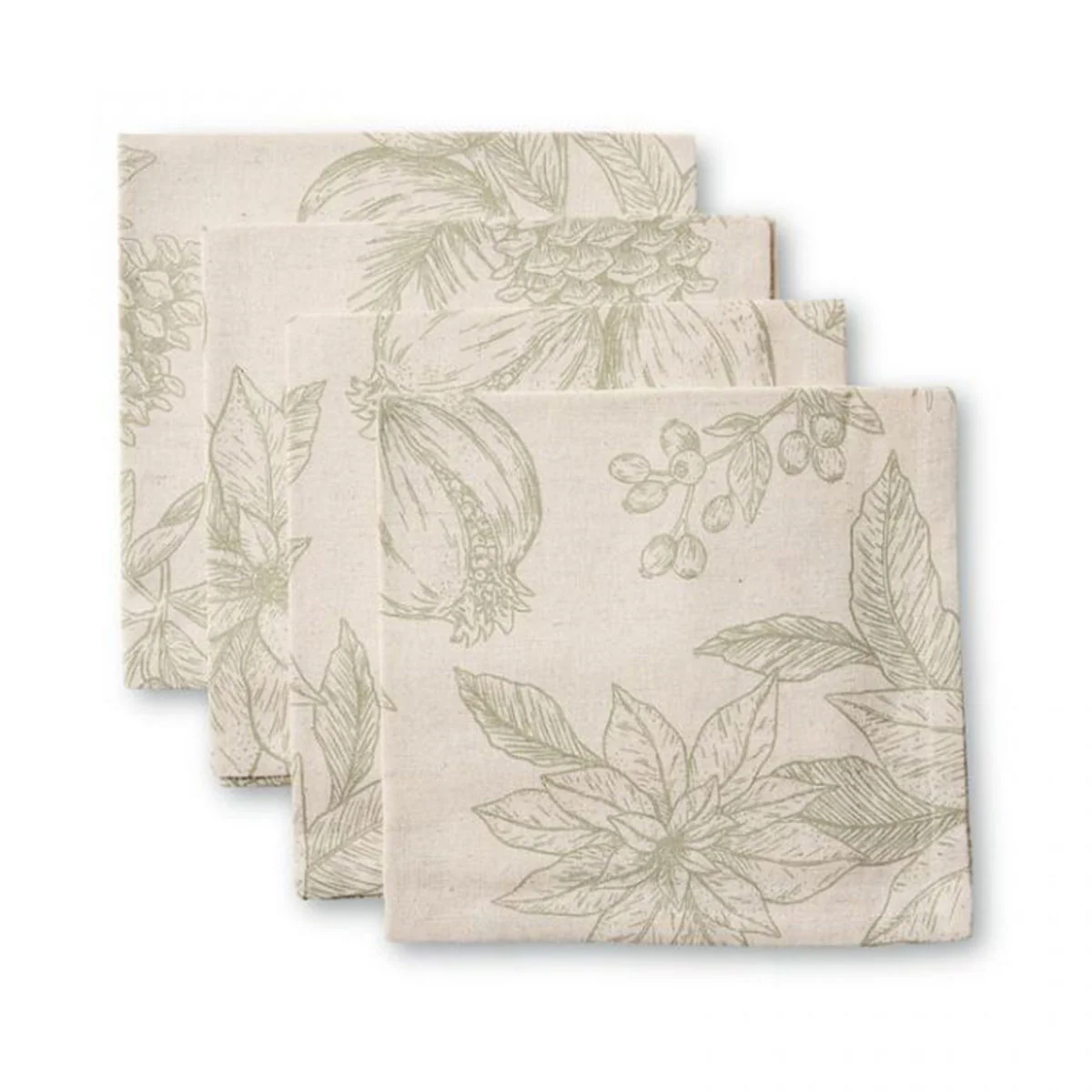 Napkin 4 Set Poinsettia Olive/Flax - Madras Link