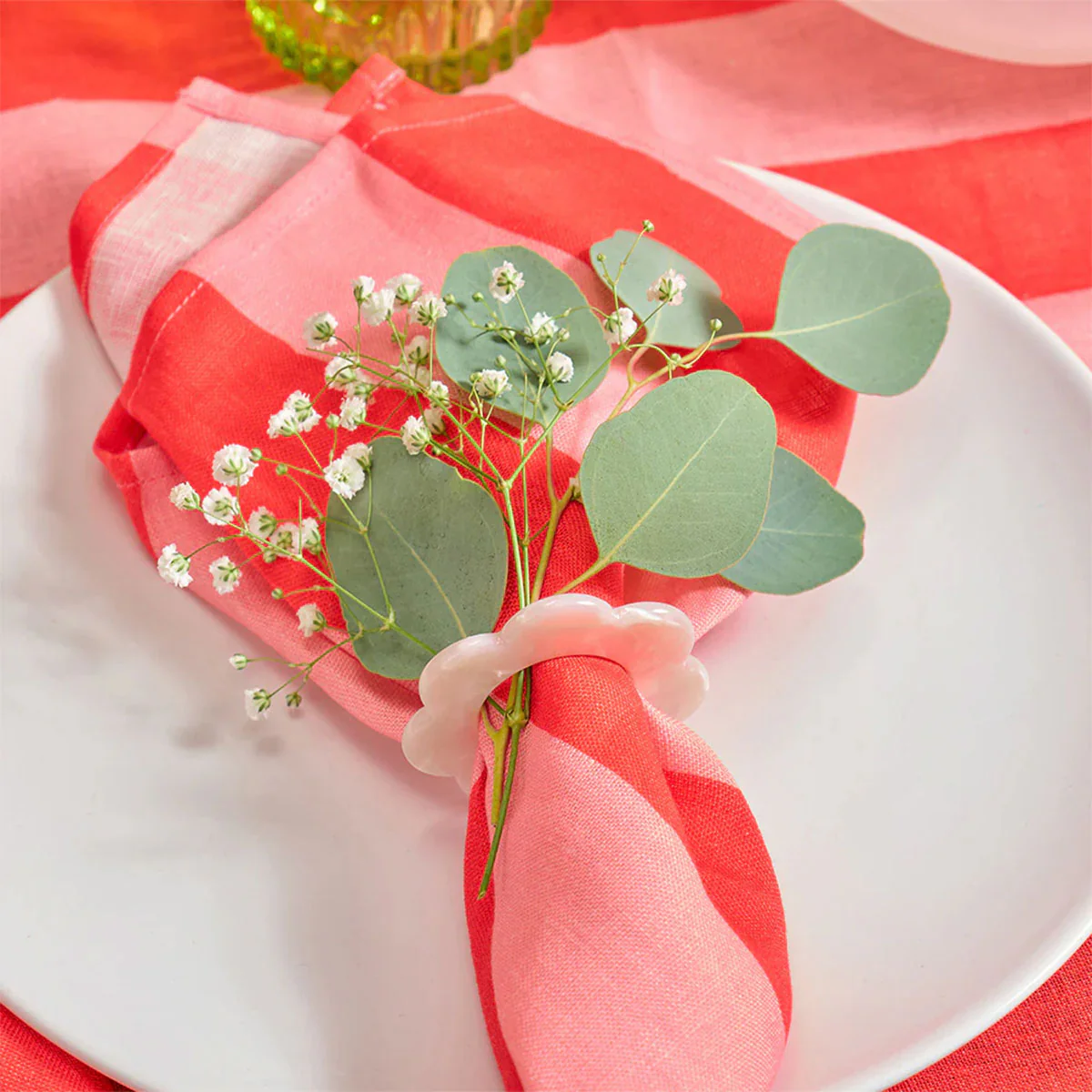 Napkin Linen Red Stripe 4pc - Annabel Trends - Image 2