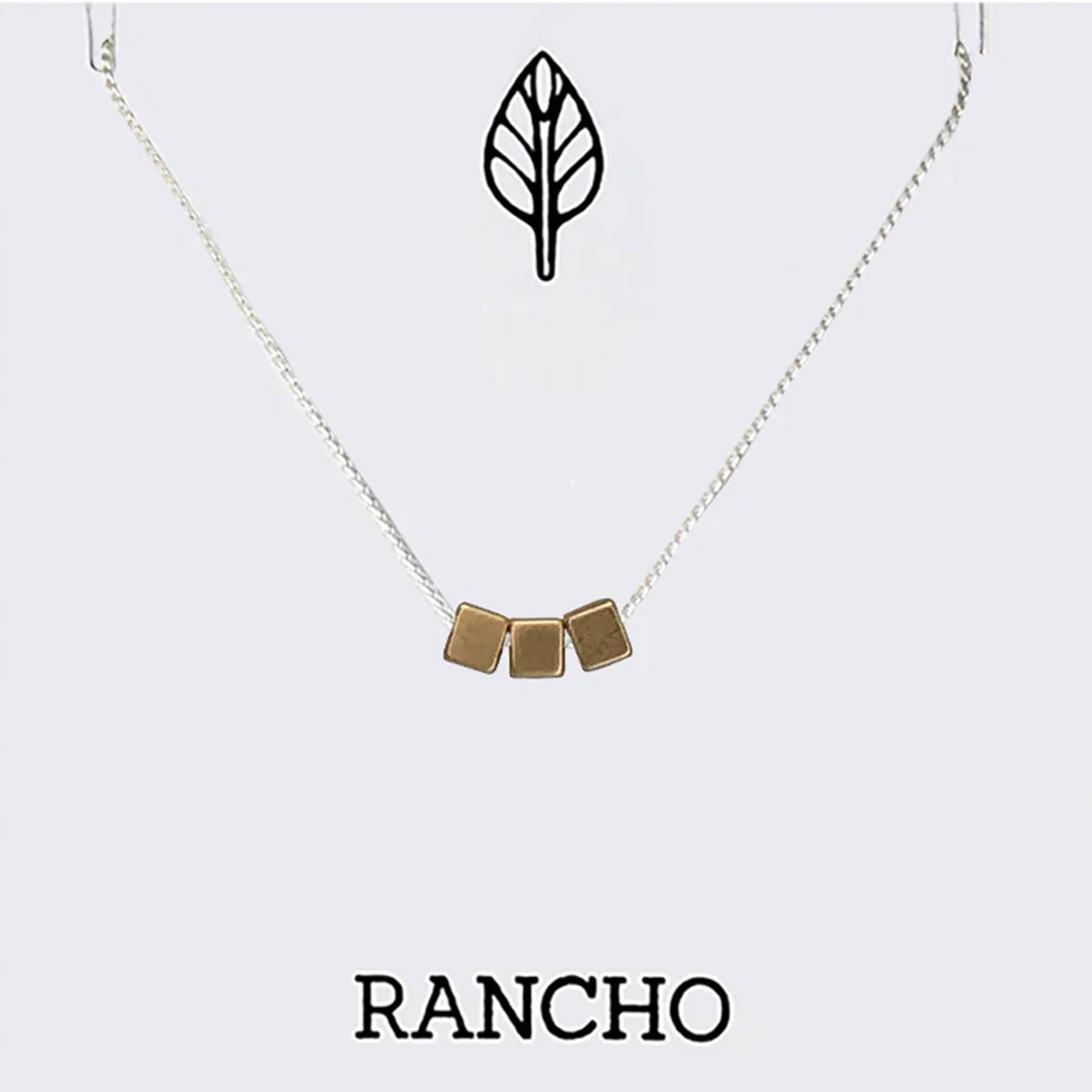 Necklace Three Gold Cubes on Chain - Rancho