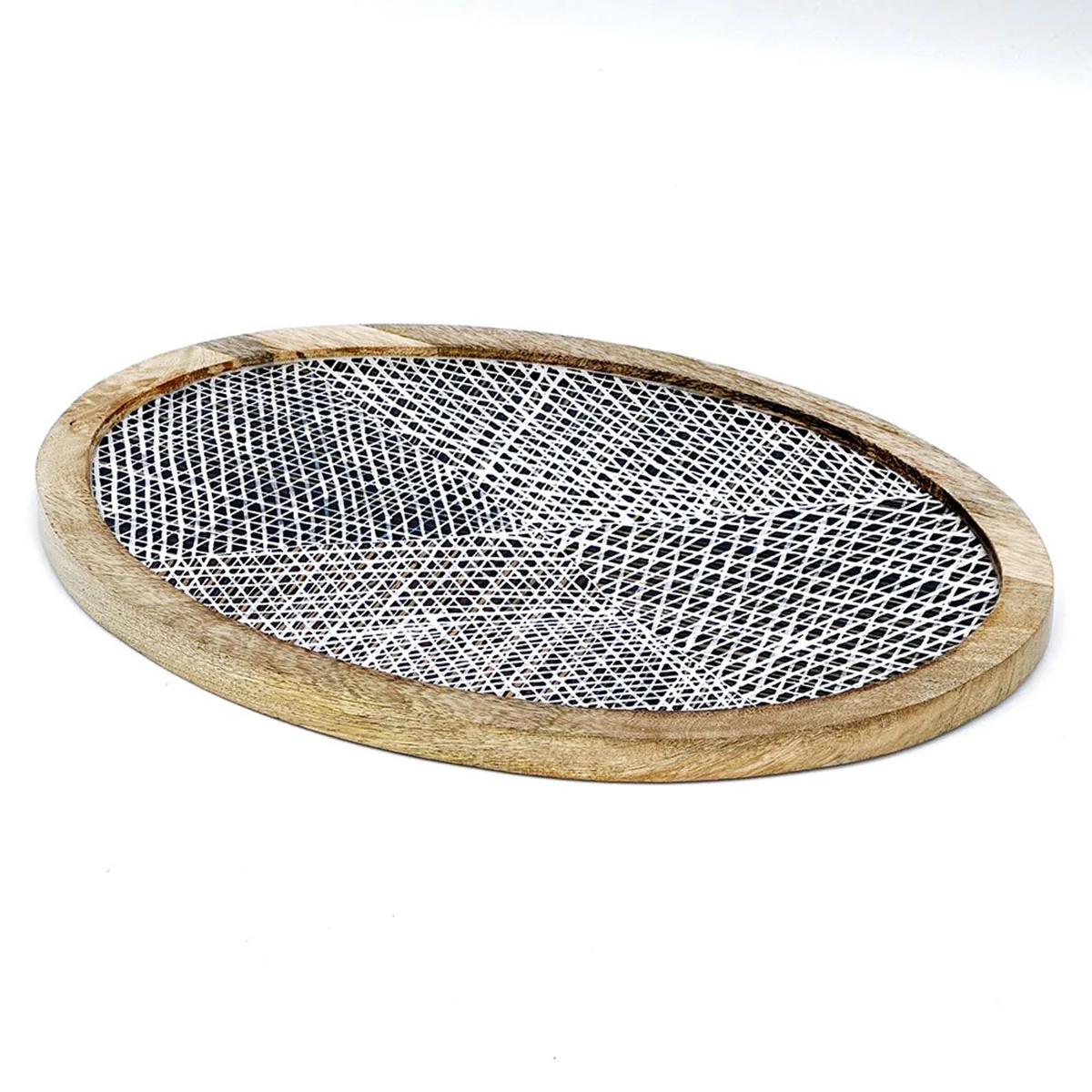 Oval Platter Wood & Resin 37 x 26cm Paulina Puruntatameri PPPU135OPL - Better World Arts - Image 2