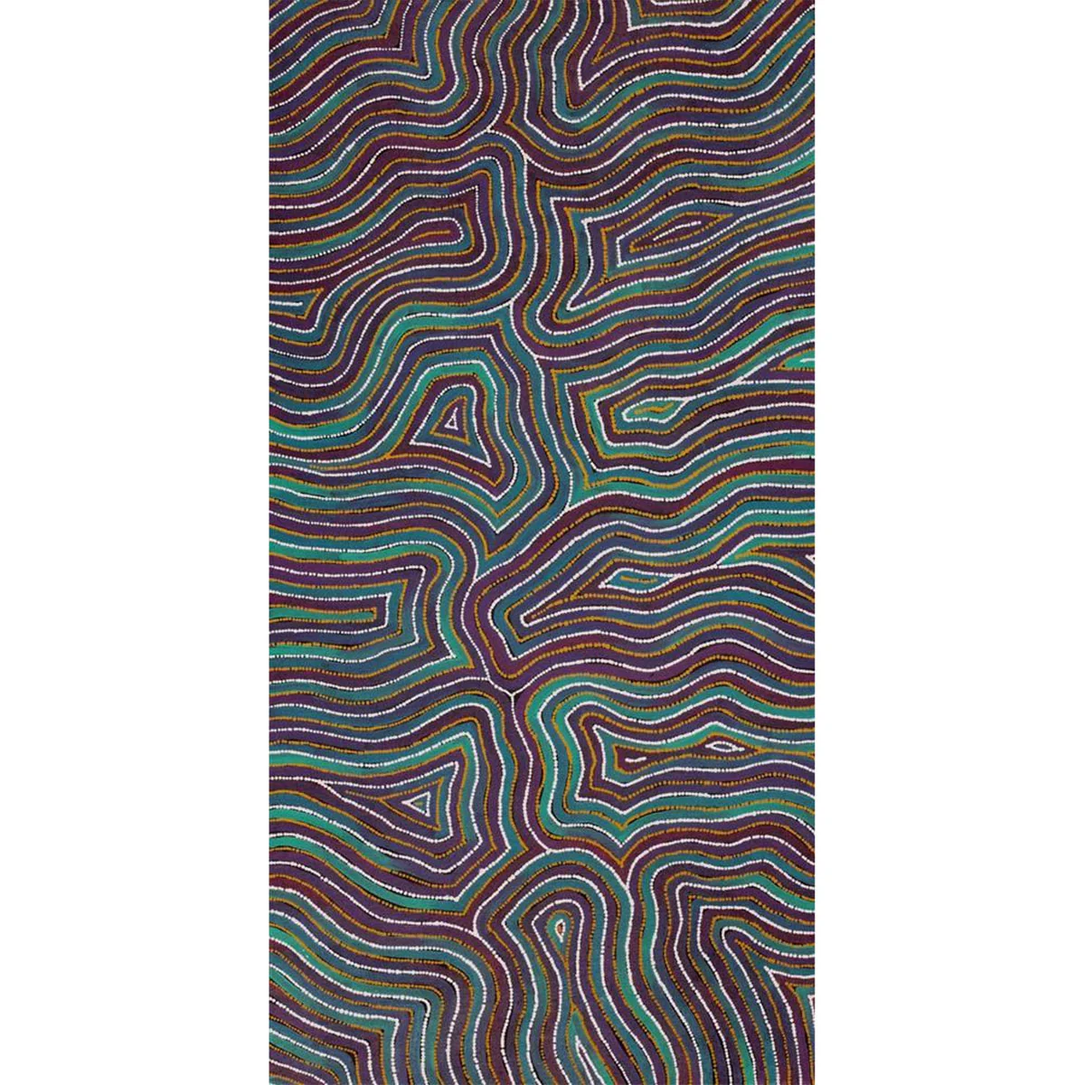 Painting 107x46cm Alicka Napanangka Brown Yaria Jukurrpa (Bush Potato Dreaming) - Warlukurlangu