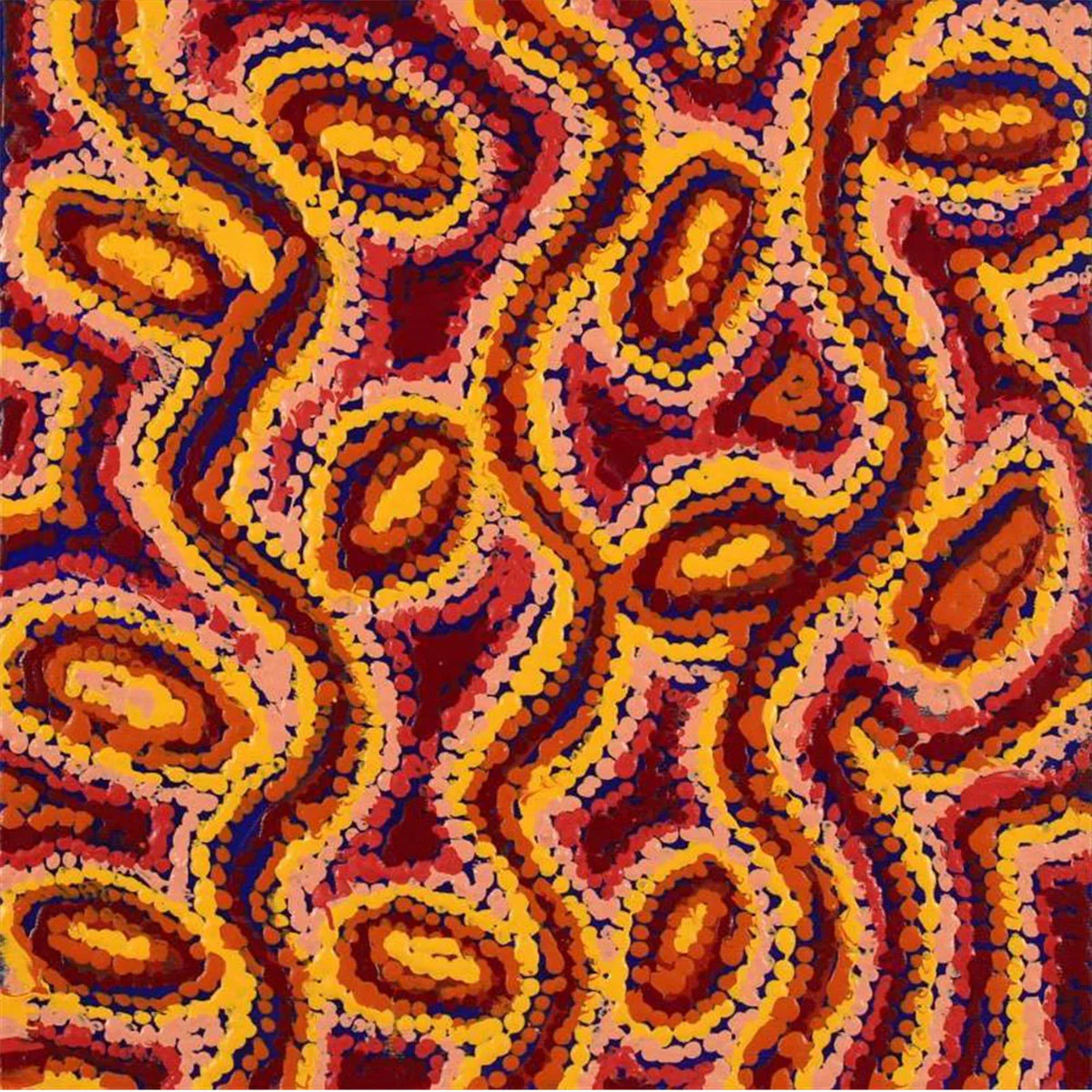 Painting 30x30cm prestretched Magda Nakamarra Curtis Lappi Lappi Jukurrpa (Lappi Lappi Dreaming) - Warlukurlangu