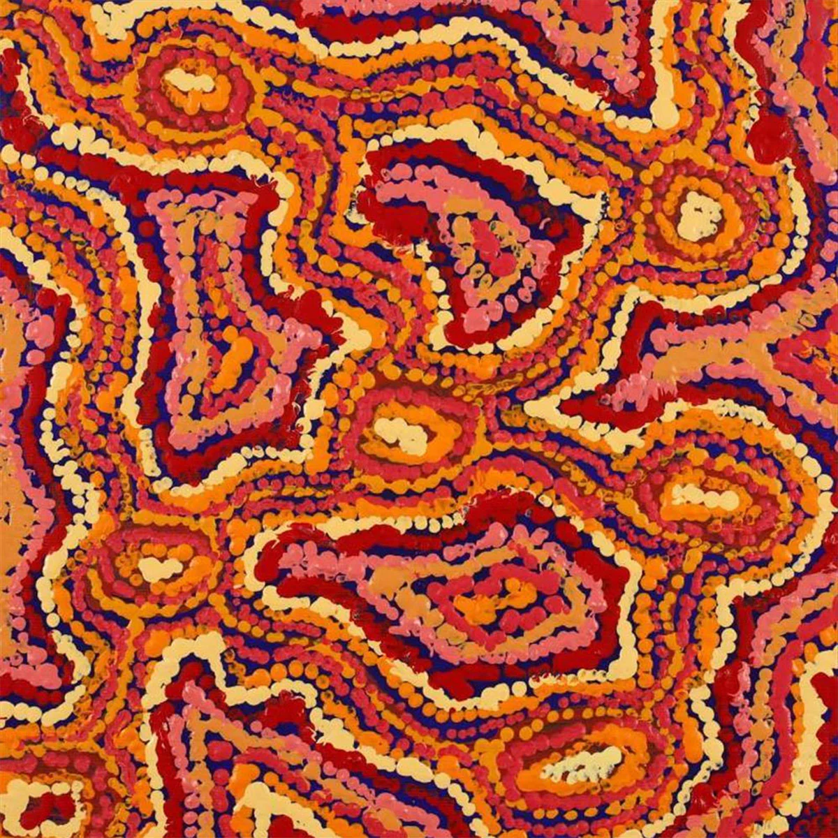 Painting 30x30cm prestretched Magda Nakamarra Curtis Lappi Lappi Jukurrpa (Lappi Lappi Dreaming) - Warlukurlangu