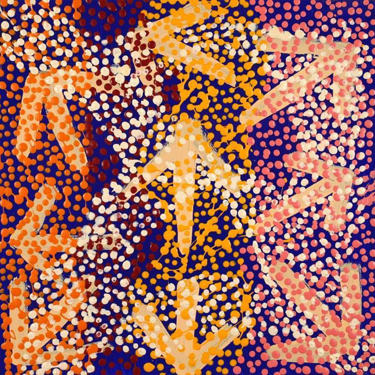 Painting 30x30cm prestretched Margaret Nannala Gallagher Yankirri Jukurrpa (Emu Dreaming) - Warlukurlangu