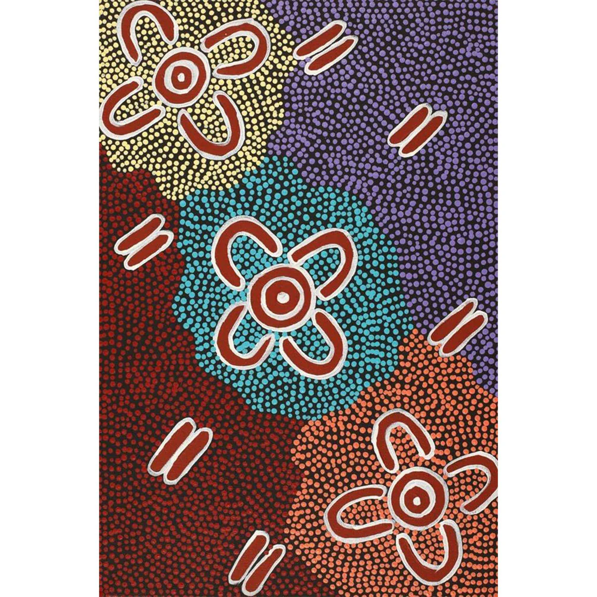 Painting 46x30cm Justine Nakamarra Nelson Yarla Jukurrpa (Bush Potato Dreaming) - Warlukurlangu