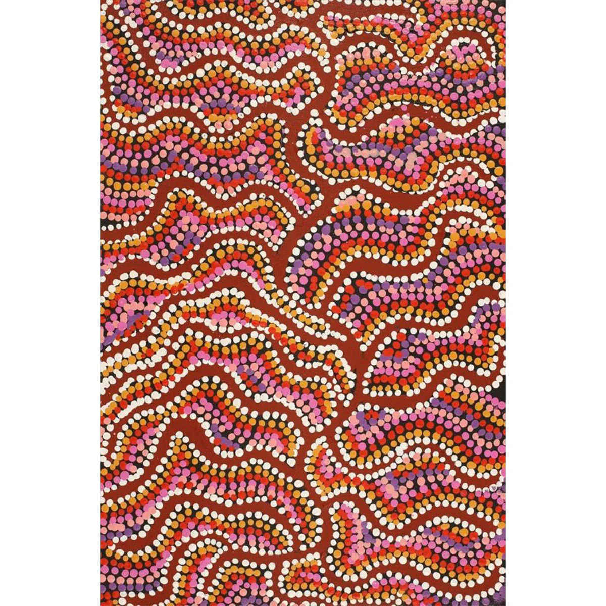 Painting 46x30cm Peggy Nampijinpa Brown Warlukurlangu Jukurrpa (Fire country Dreaming) - Warlukurlangu