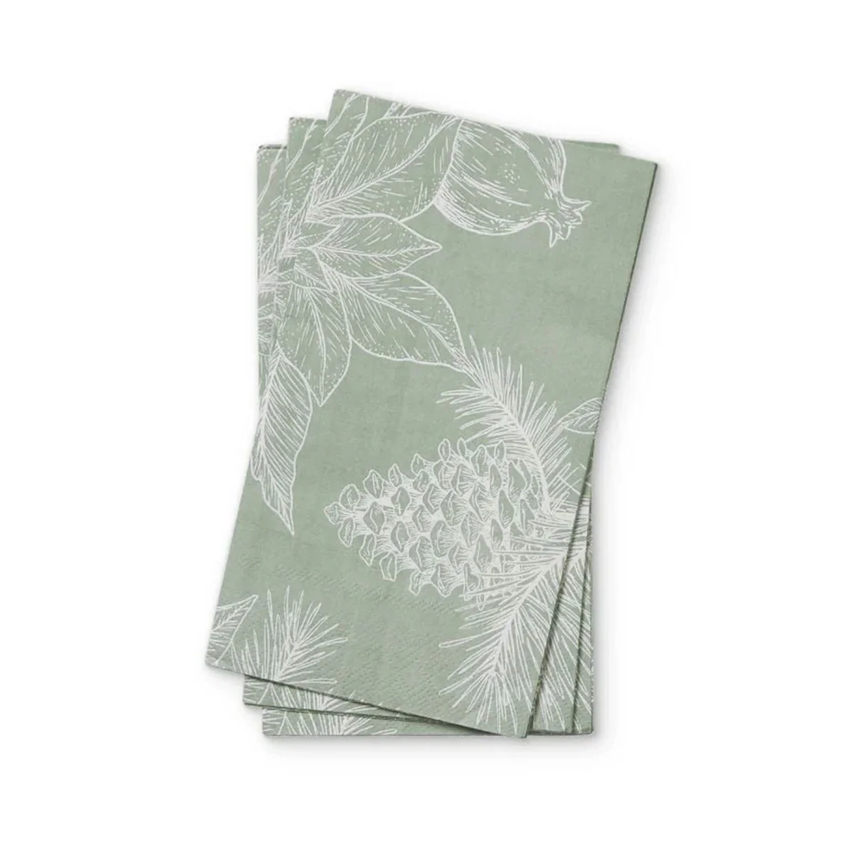 Paper Napkin Poinsettia Green 20 Pack - Madras Link