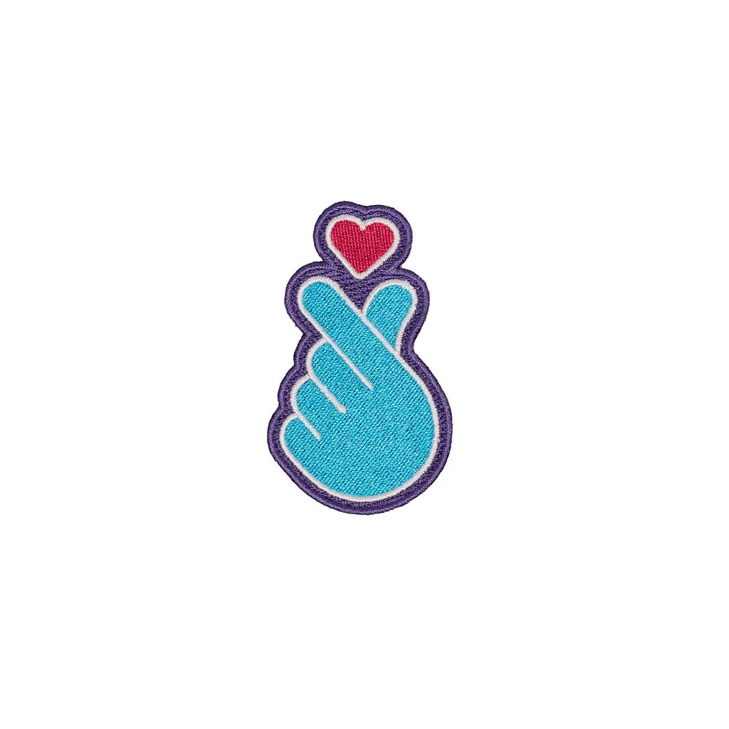 Patch Hallyu Finger Heart Blue Emblem - Explore Engage Enjoy