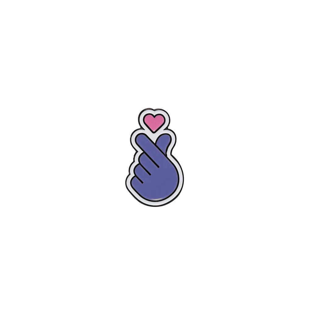 Pin Hallyu Finger Heart Purple & Pink - Explore Engage Enjoy